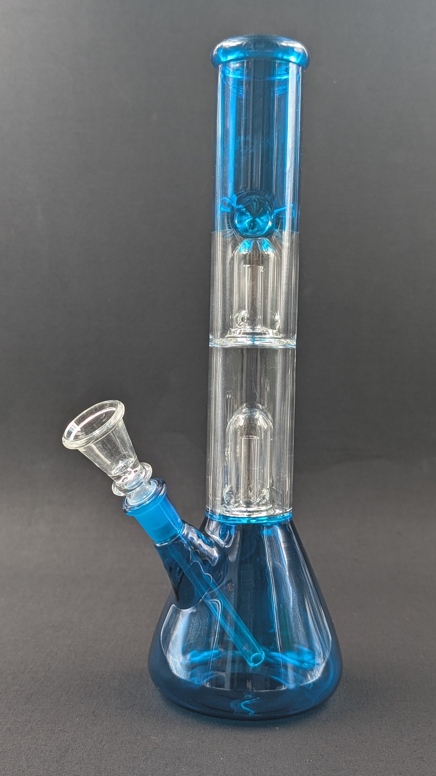 12" Glass Water Pipe Bong Sky Double Perc + 5 FREE Screens