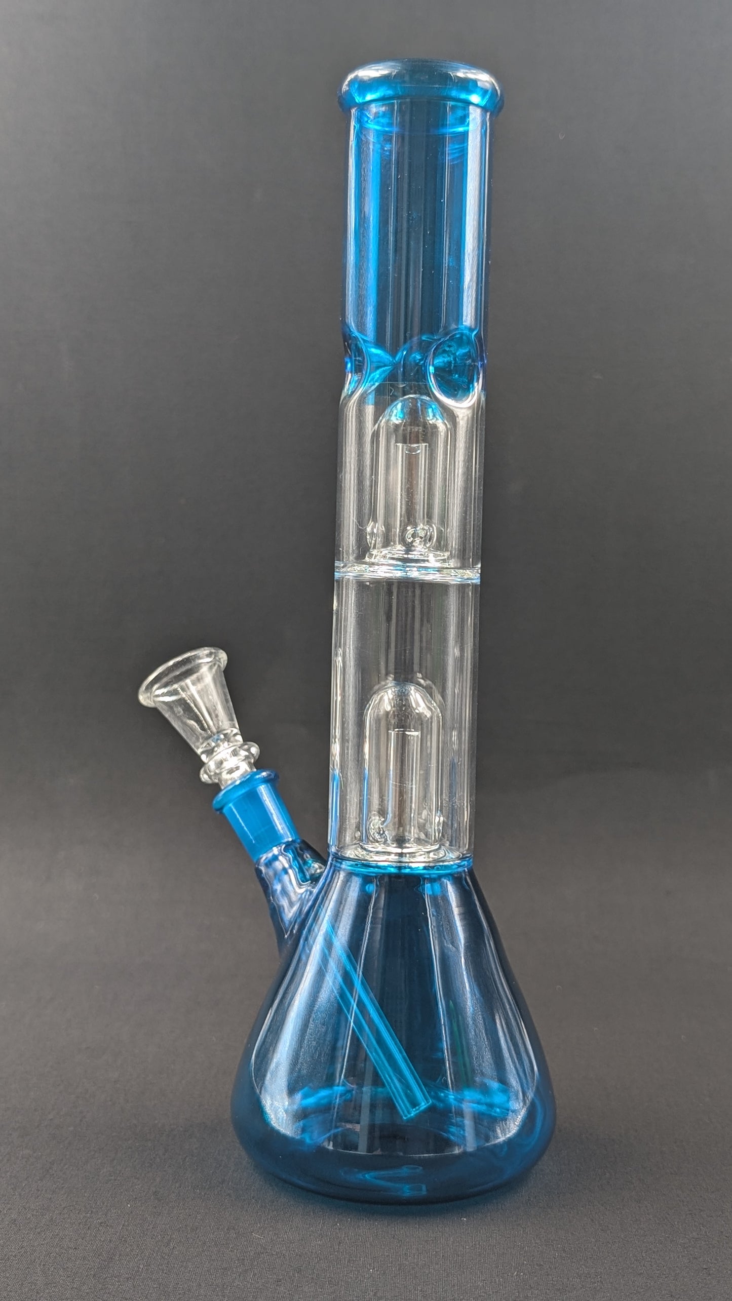 12" Glass Water Pipe Bong Sky Double Perc + 5 FREE Screens