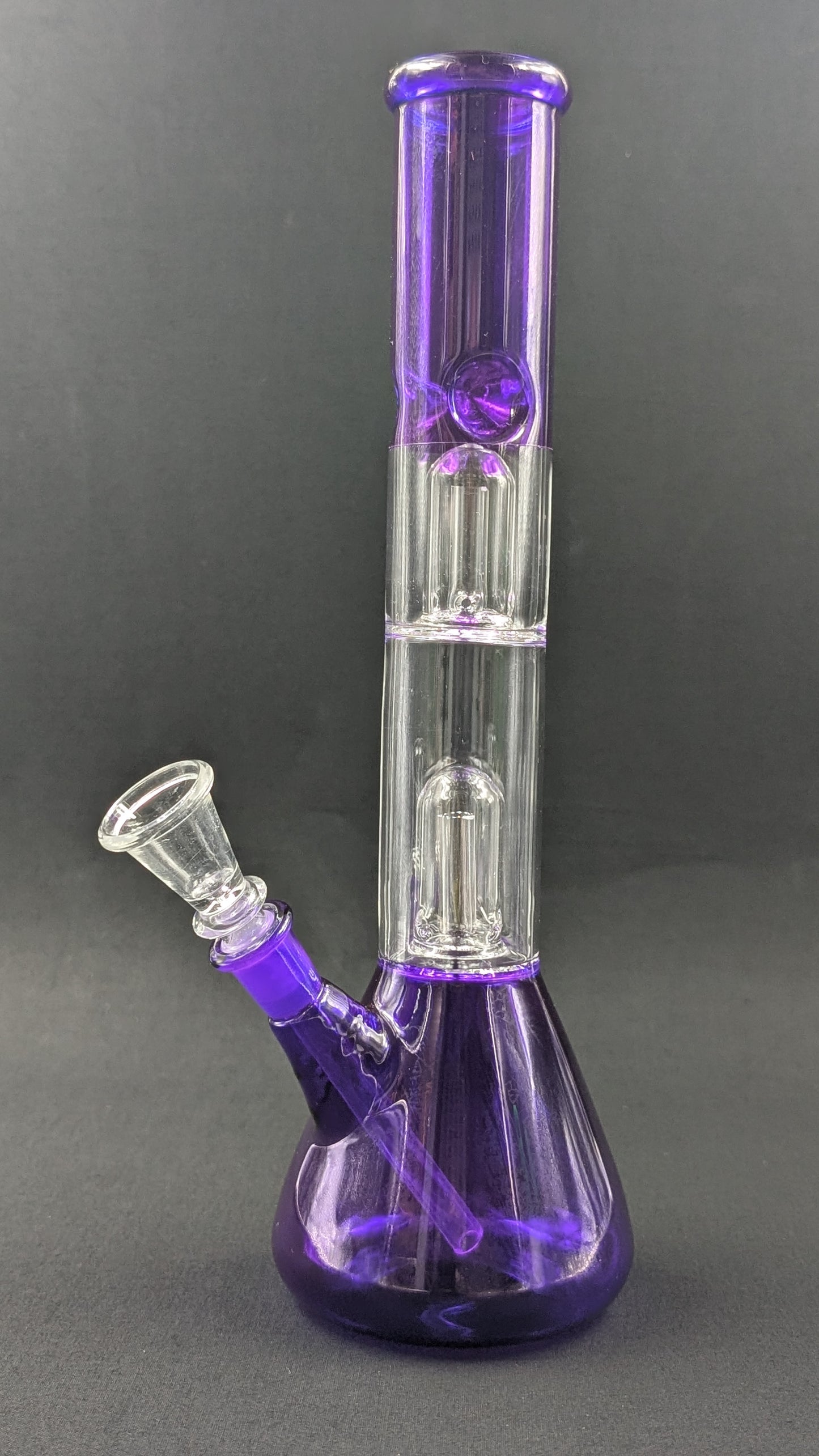 12" Glass Water Pipe Bong Purple Double Perc + 5 FREE Screens