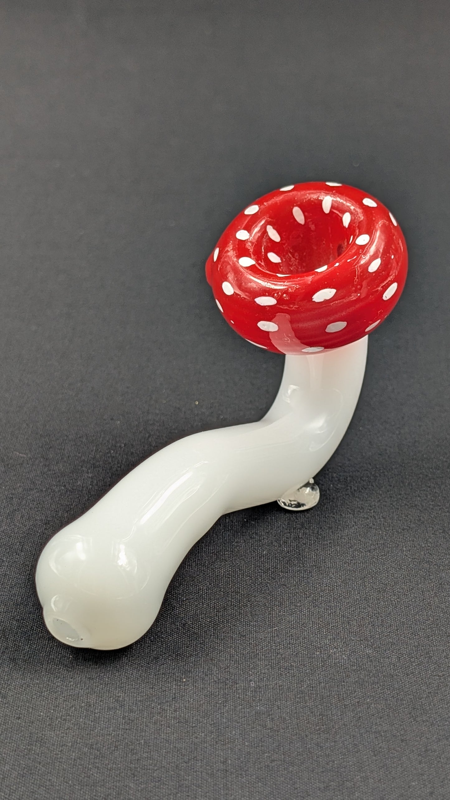 5" Glass Spoon Mushroom Sherlock Red 000