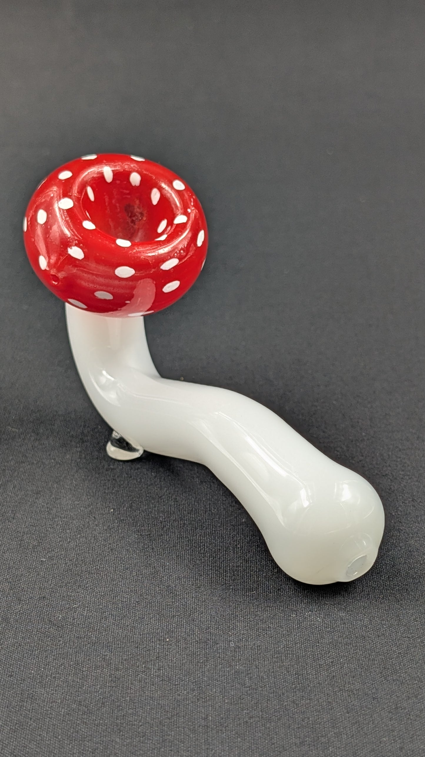 5" Glass Spoon Mushroom Sherlock Red 000