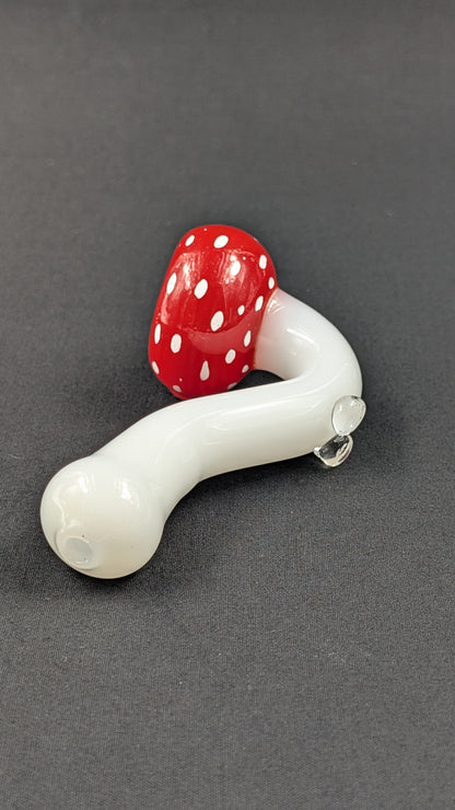 5" Glass Spoon Mushroom Sherlock Red 000