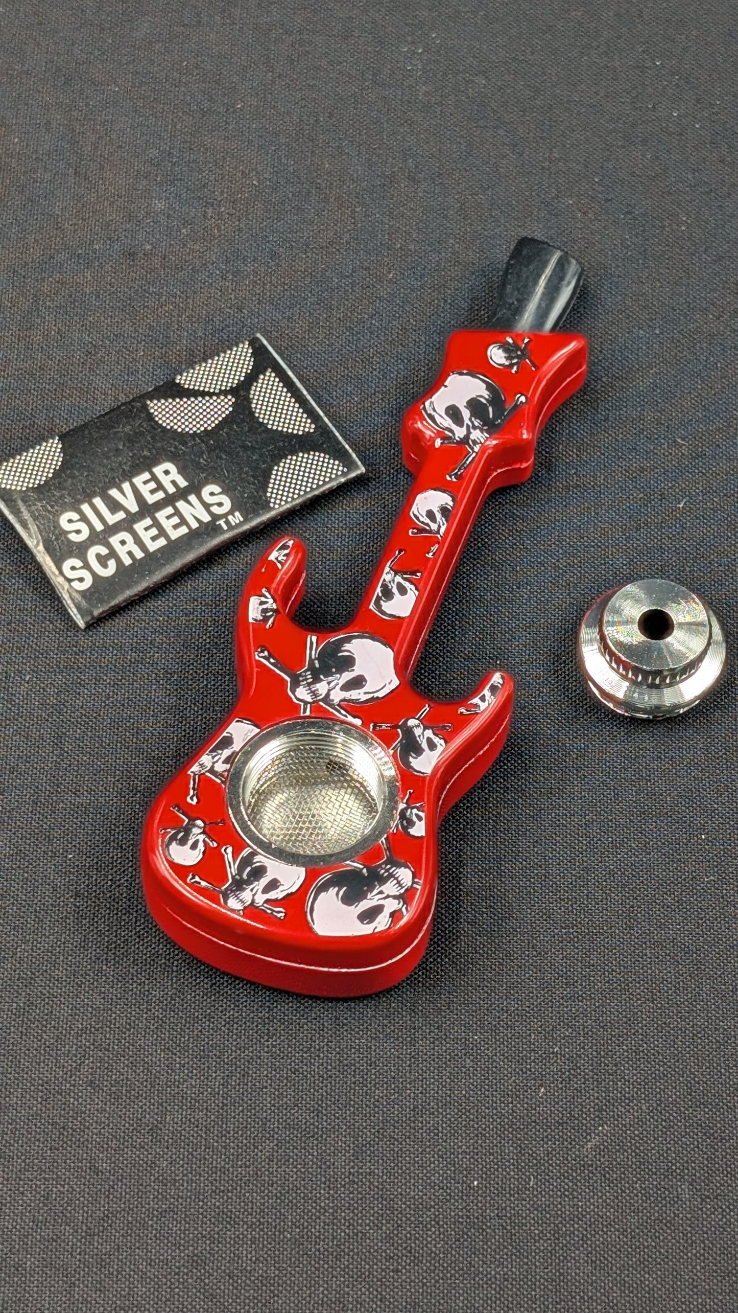 4” Metal Spoon Guitar Style Red + 5 Free Screens