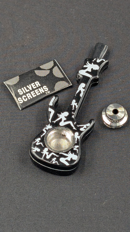 4” Metal Spoon Guitar Style Black + 5 Free Screens