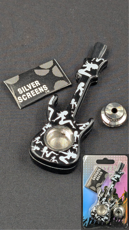 4” Metal Spoon Guitar Style Black + 5 Free Screens